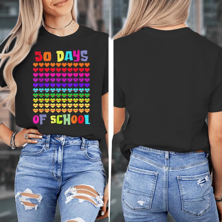 50 Days Of School Hearts Teacher Happy 50th Day Of School Women's T-Shirt, funny design 50 Days Of School Hearts Teacher Happy 50th Day Of School Women's T-Shirt, funny design