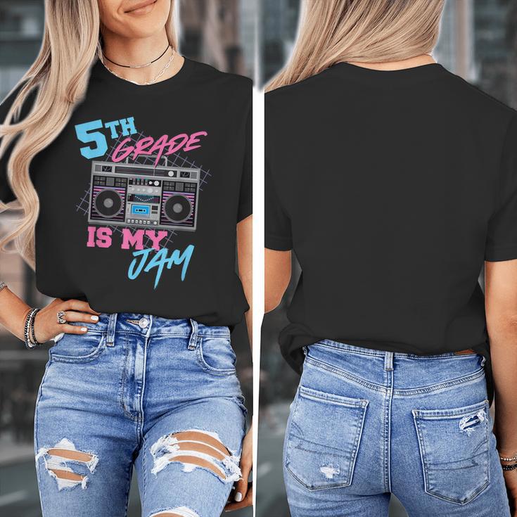 5th Grade Is My Jam Vintage 80s Boombox Teacher Student Women's T-Shirt, funny design