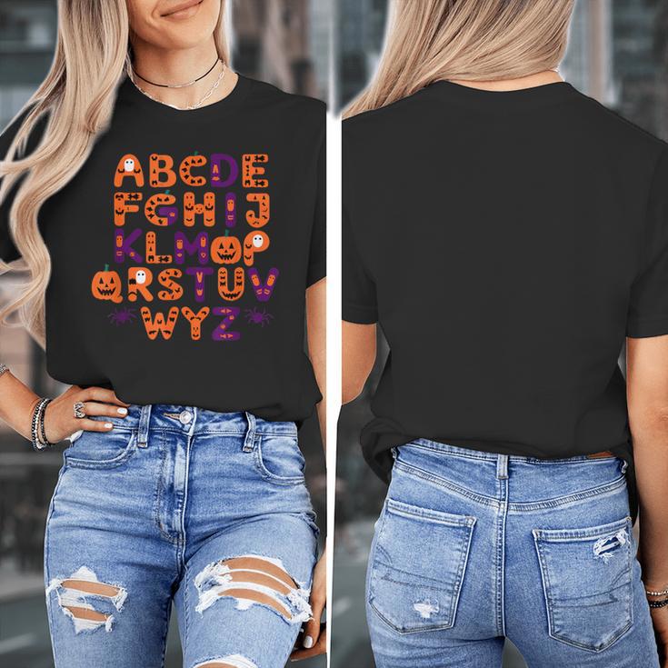 ABCs Learning Kindergarten Teacher Halloween Alphabet Women's T-Shirt, funny design ABCs Learning Kindergarten Teacher Halloween Alphabet Women's T-Shirt, funny design