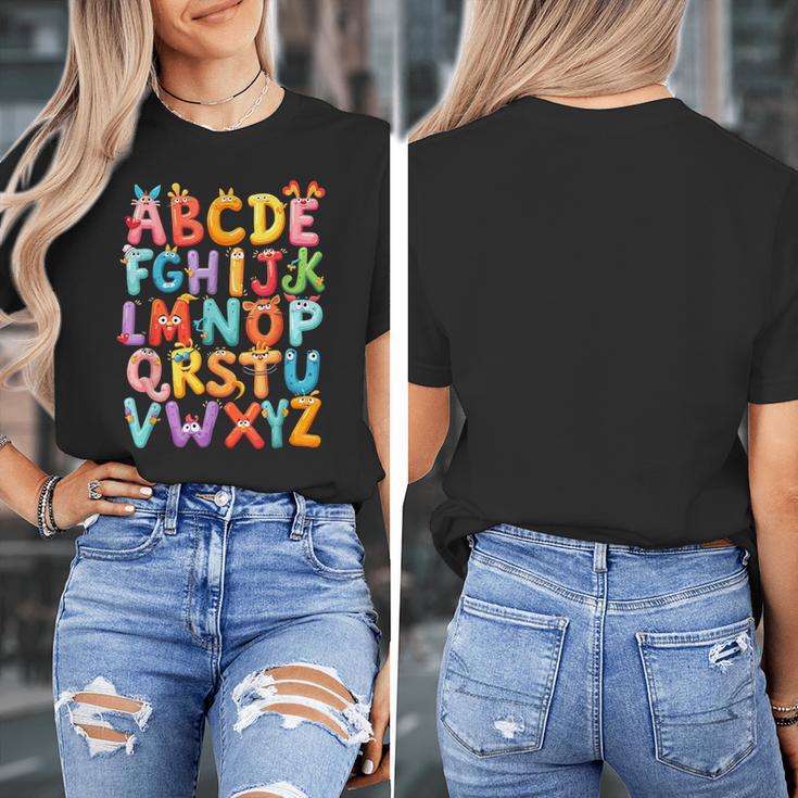 Alphabet A-Z ABC Kids Back To School Pre K Teachers Women's T-Shirt, funny design