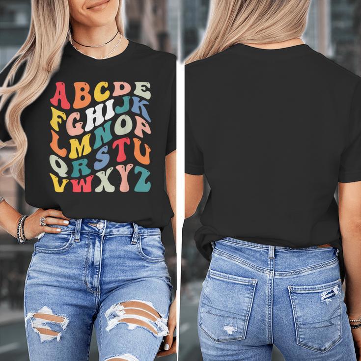 Alphabet Hi Back To School ABC Pre K Kindergarten Teacher Women's T-Shirt, funny design Alphabet Hi Back To School ABC Pre K Kindergarten Teacher Women's T-Shirt, funny design