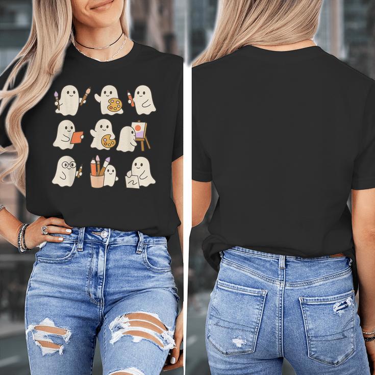 Art Teacher Ghost Halloween Artists Painter Teacher Spooky Women's T-Shirt, funny design Art Teacher Ghost Halloween Artists Painter Teacher Spooky Women's T-Shirt, funny design