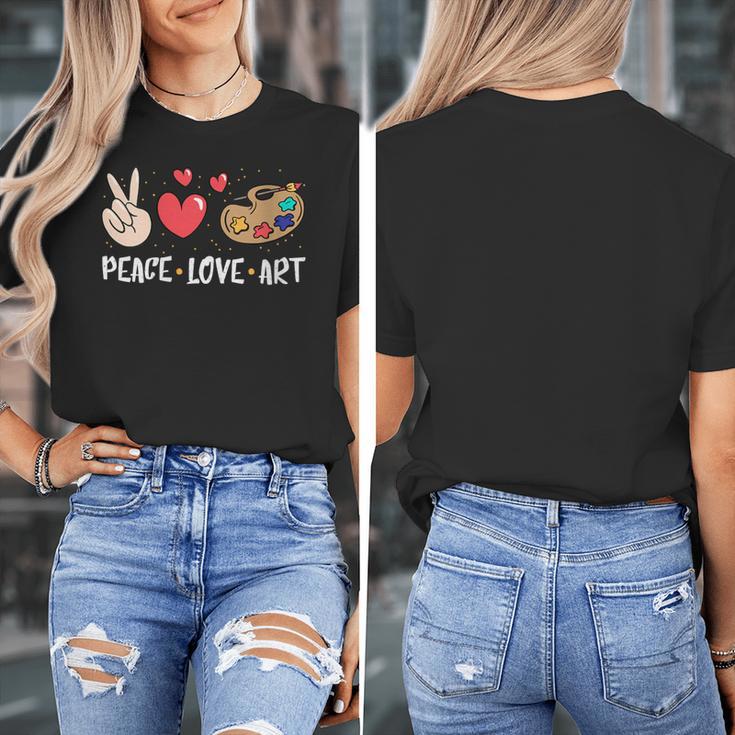 Art Teacher Peace Love Art For Artists And Painters Women's T-Shirt, funny design