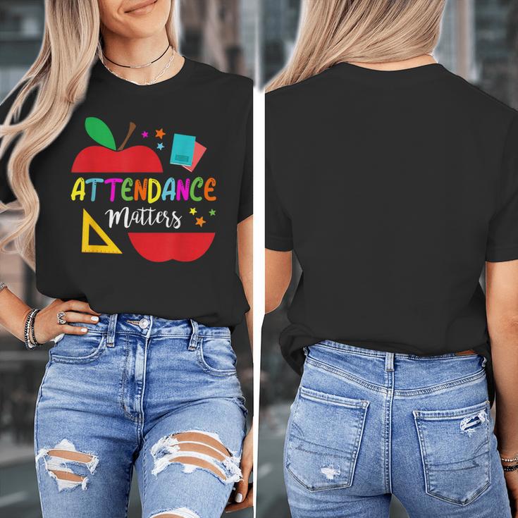 Attendance Matters Teacher Apple For Back To School Women's T-Shirt, funny design