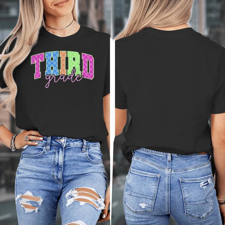 Back To School Neon Checkered Third Grade Colorful Teacher Women's T-Shirt, funny design Back To School Neon Checkered Third Grade Colorful Teacher Women's T-Shirt, funny design