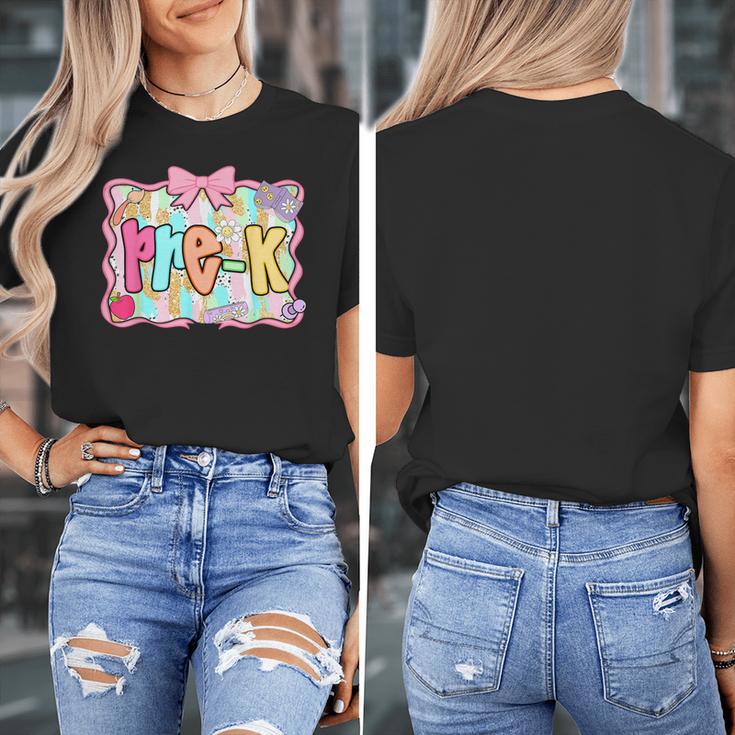 Back To School Pre-K Preppy Teacher Girl Women's T-Shirt, funny design Back To School Pre-K Preppy Teacher Girl Women's T-Shirt, funny design