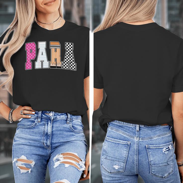 Back To School Teacher Para Preppy Checkered Para Life Women's T-Shirt, funny design