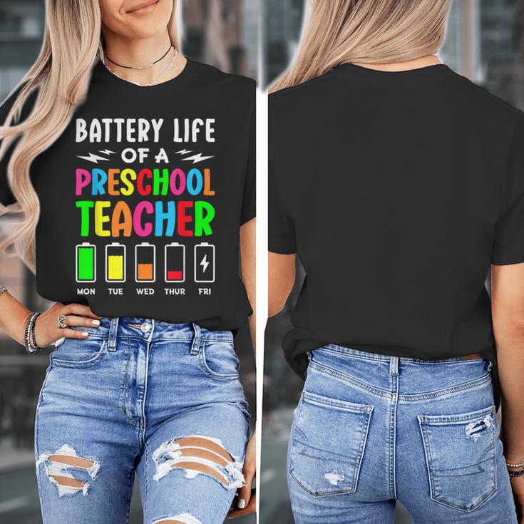 Battery Life Of a Preschool School Teacher School Week Women's T-Shirt, funny design Battery Life Of a Preschool School Teacher School Week Women's T-Shirt, funny design