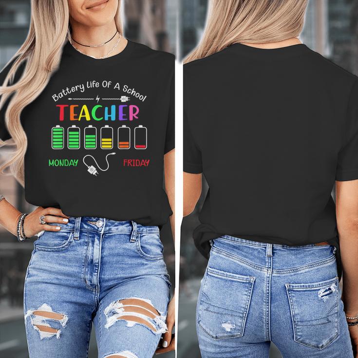 Battery Life Of A School Teacher Monday To Friday For Men Women Women's T-Shirt, funny design Battery Life Of A School Teacher Monday To Friday For Men Women Women's T-Shirt, funny design