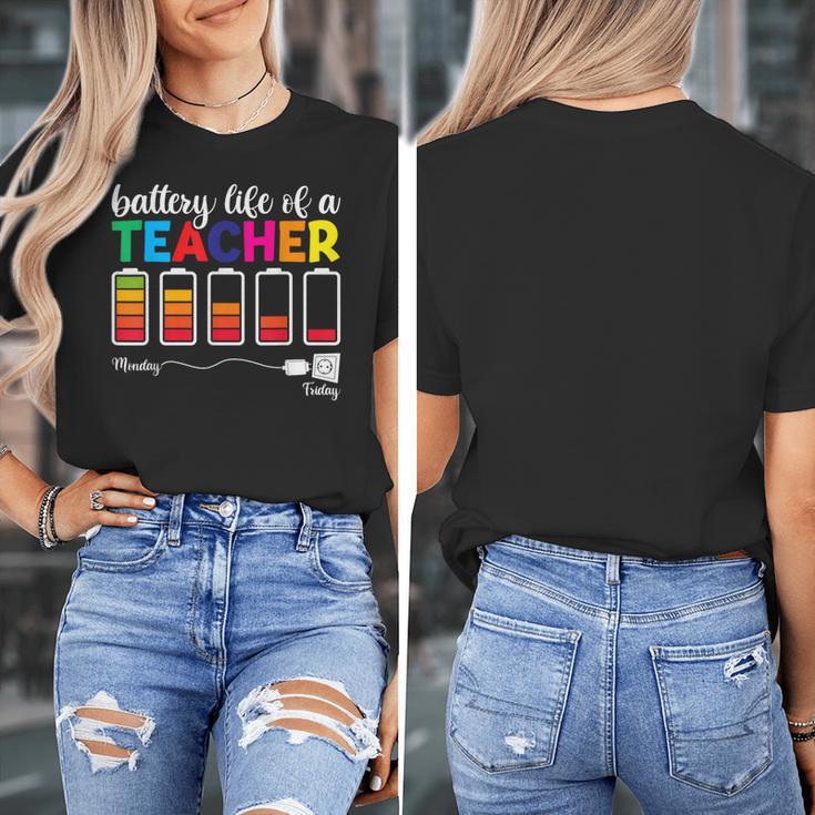 Battery Life Of a Teacher Shirt Thanksgiving Teacher Women's T-Shirt, funny design