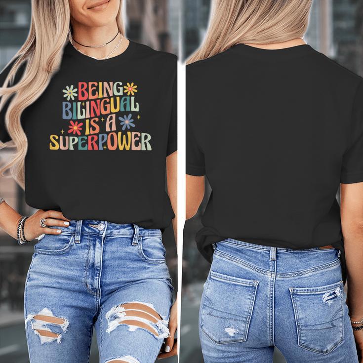 Being Bilingual Is A Superpower Back To School ESL Teacher Women's T-Shirt, Esl Teacher Gifts, funny design Being Bilingual Is A Superpower Back To School ESL Teacher Women's T-Shirt, Esl Teacher Gifts, funny design