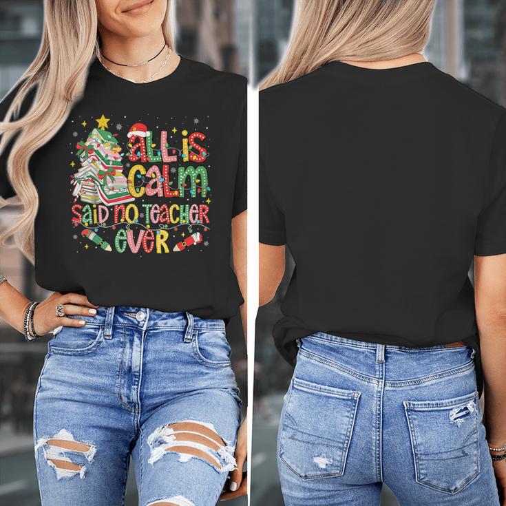 Book Tree All Is Calm Said No Teacher Ever Christmas Women's T-Shirt, funny design Book Tree All Is Calm Said No Teacher Ever Christmas Women's T-Shirt, funny design