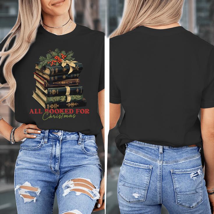 All Booked For Christmas Christmas Book Tree For Teacher For Men Women Kids Women's T-Shirt, funny design