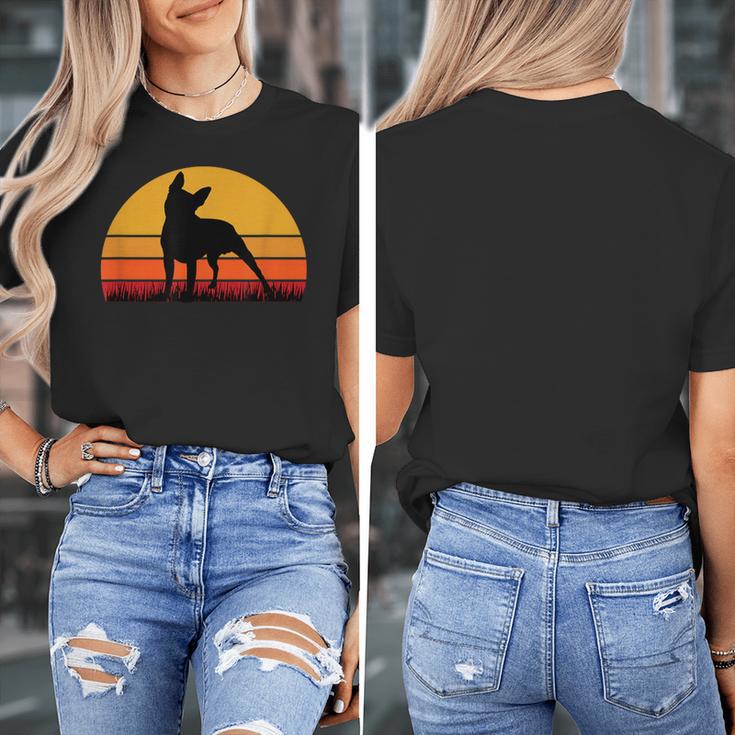 Boston Terrier Bostie Sunset Retro Dog Pet Mom Dad Women's T-Shirt, Couple Gifts, Mom Gifts, Boston Terrier Dad Gifts, Boston Terrier Mom Gifts, funny design