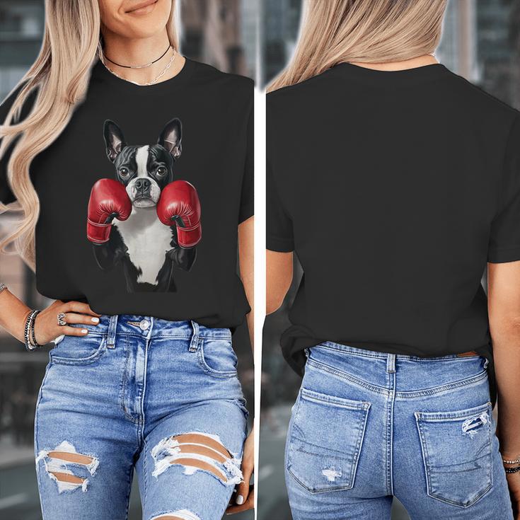 Boston Terrier Boxing Women's T-Shirt, funny design