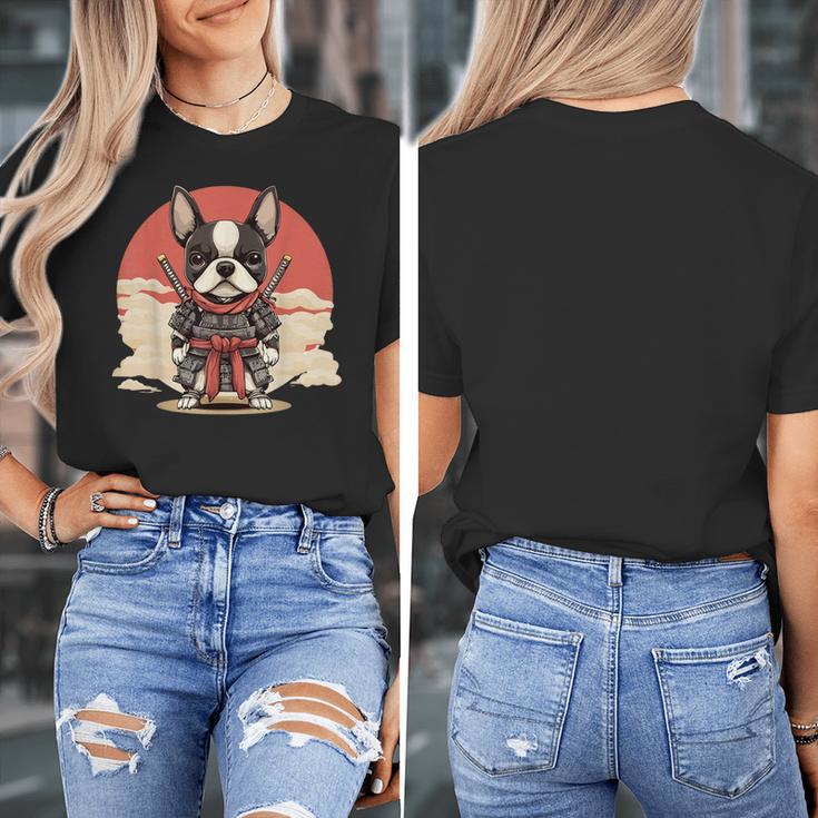 Boston Terrier Dog Japanese Style Samurai Dogs Women's T-Shirt, funny design