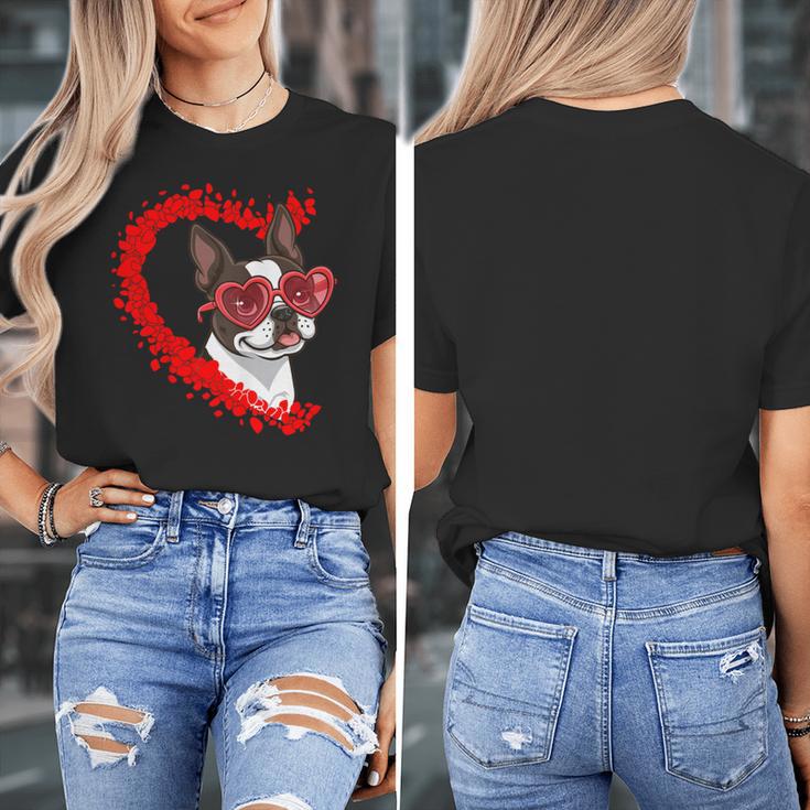 Boston Terrier Dog Mom Dad Valentine’s Day Pet Lover For Men Women Kids Women's T-Shirt, Couple Gifts, Mom Gifts, Boston Terrier Dad Gifts, Boston Terrier Mom Gifts, funny design