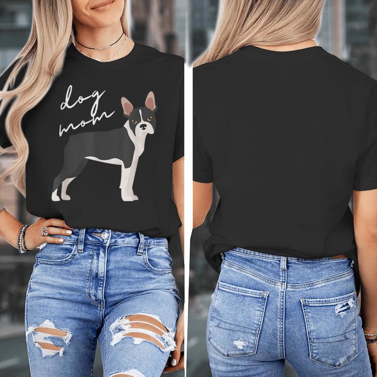 Boston Terrier Dog Mom Woman Women Women's T-Shirt, Couple Gifts, Mom Gifts, Boston Terrier Mom Gifts, funny design