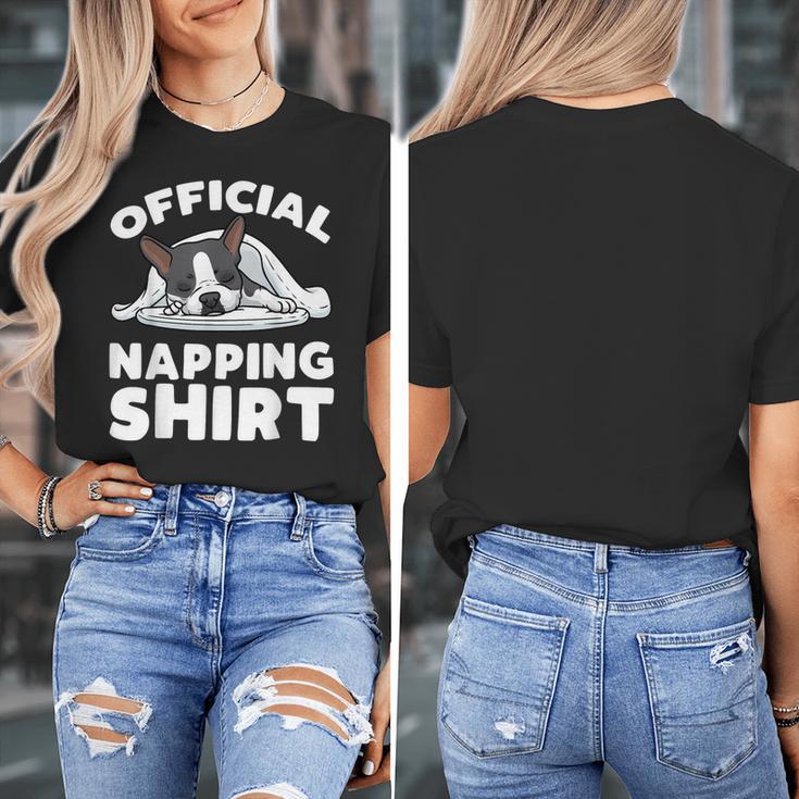 Boston Terrier Dog Official Sleeping Shirt Men Women Kids Women's T-Shirt, funny design