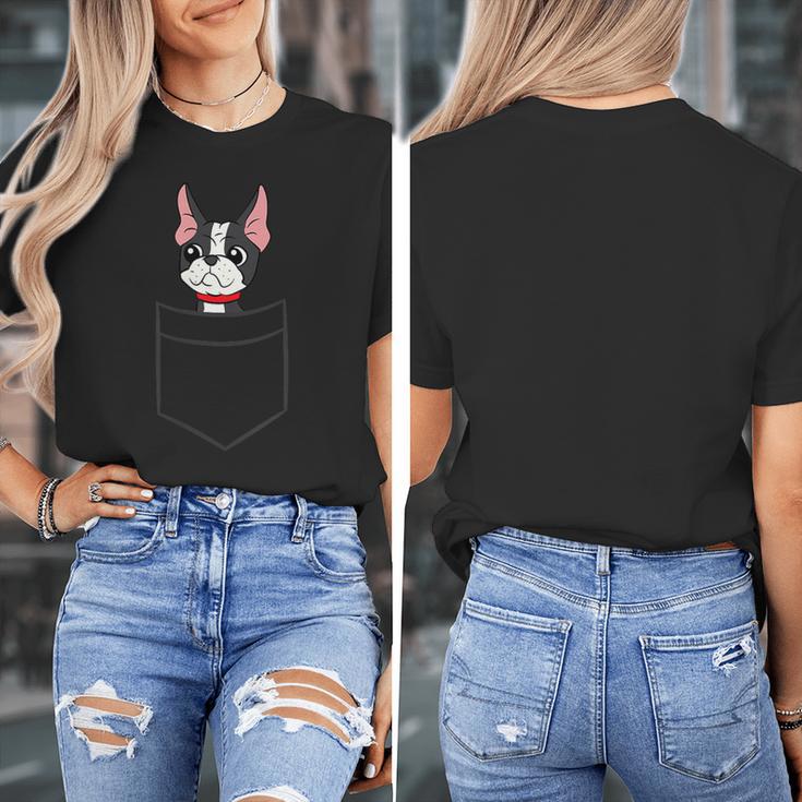 Boston Terrier Dog In The Pocket Boston Terrier For Men Women Girls Kids Women's T-Shirt, funny design
