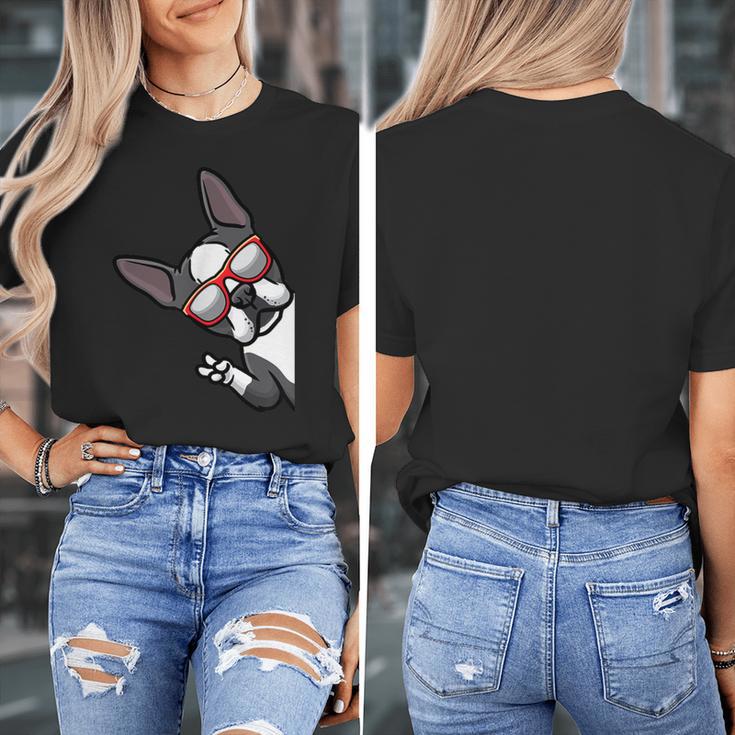 Boston Terrier Dog From Side Boston Bull Women's T-Shirt, funny design