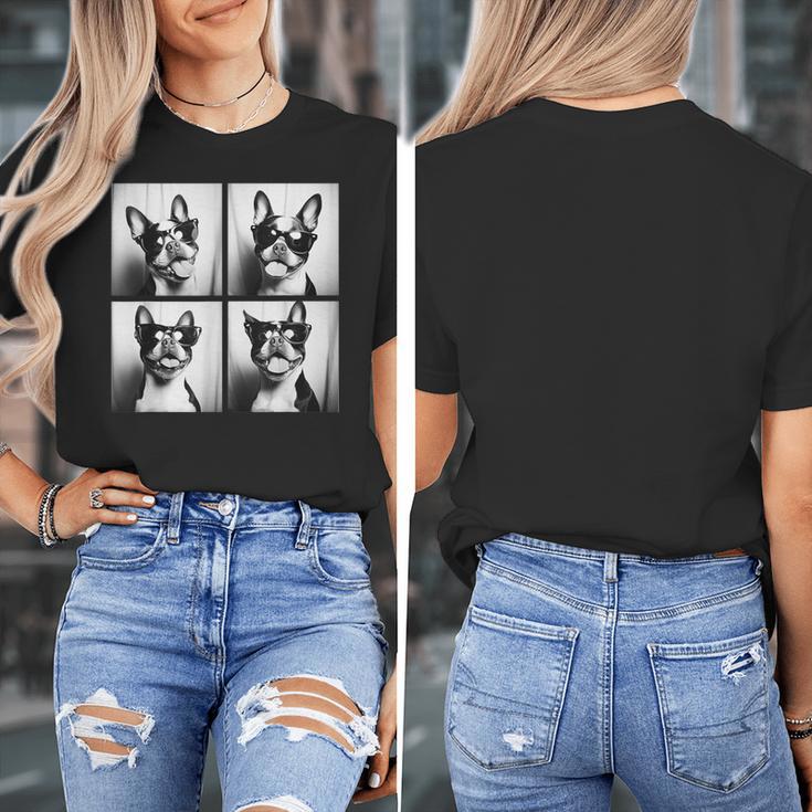 Boston Terrier Dogs With Sunglasses Photo Pets Meme Women's T-Shirt, funny design
