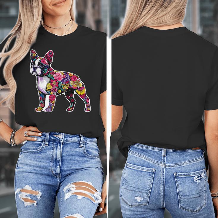 Boston Terrier Floral Dog Lover Vintage Distressed For Men Women Kids Women's T-Shirt, funny design