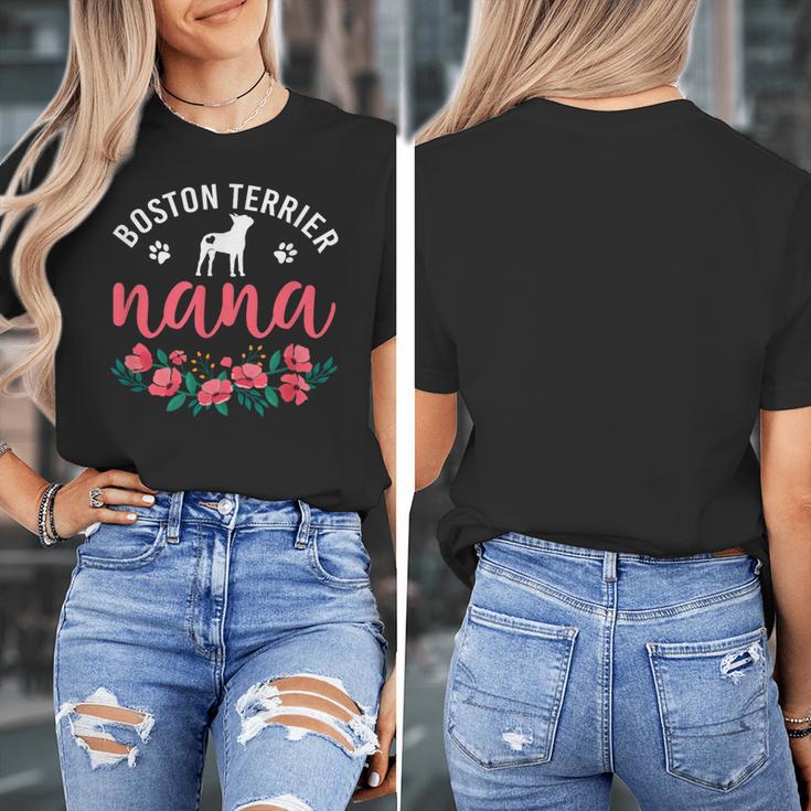 Boston Terrier Grandma Nana Dog Lover Christmas Women's T-Shirt, Boston Terrier Christmas Gifts, funny design