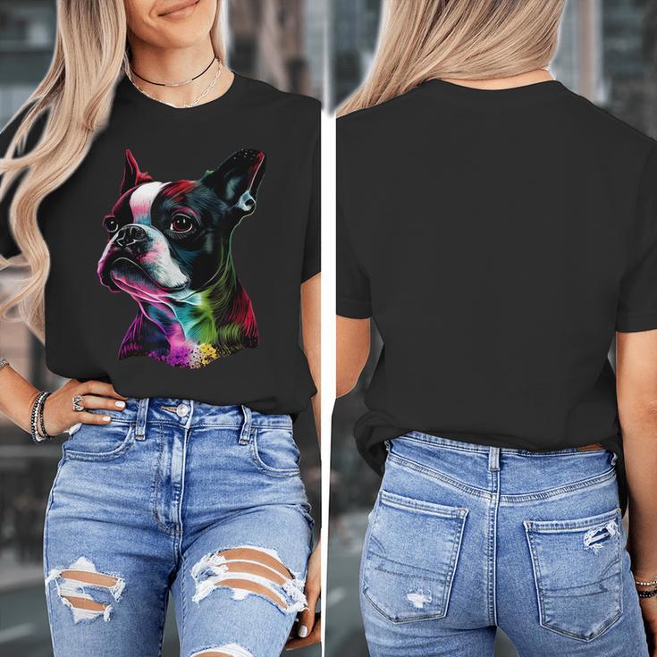 Boston Terrier Lovers Colorful Pop Art Boston Terrier Women's T-Shirt, funny design