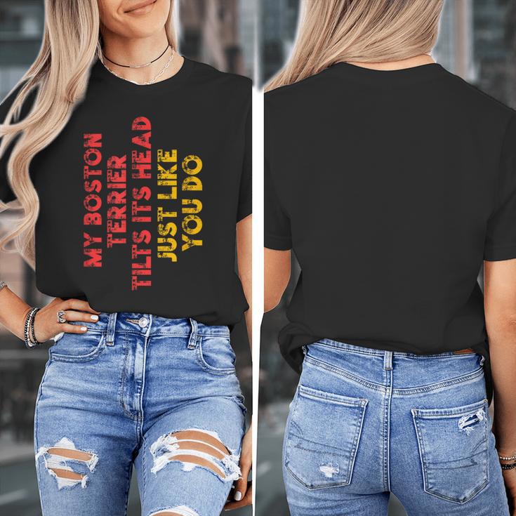 Boston Terrier Mom Dad Dog Lover Owner Women Men Women's T-Shirt, Couple Gifts, Mom Gifts, Boston Terrier Dad Gifts, Boston Terrier Mom Gifts, funny design