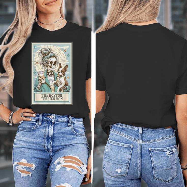 Boston Terrier Mom Skeleton Tarot Card Witch Vibes Dog Mom Women's T-Shirt, Couple Gifts, Mom Gifts, Boston Terrier Tarot Gifts, Boston Terrier Mom Gifts, funny design