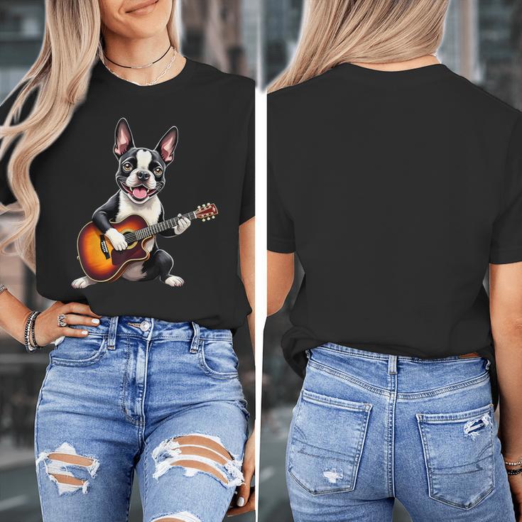 Boston Terrier Playing Guitar Boston Terrier Women's T-Shirt, funny design