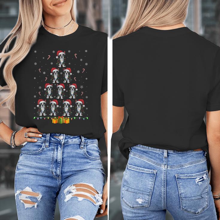 Boston Terrier Santa Hat Xmas Light Men Women Christmas Tree Women's T-Shirt, Boston Terrier Christmas Gifts, funny design