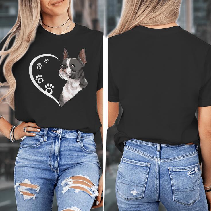 Boston Terrier Shirts For Women Girls Kids Heart Cute Women's T-Shirt, funny design