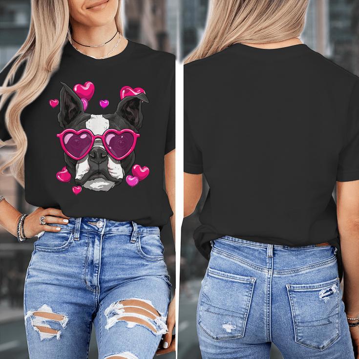Boston Terrier Valentines Day Shirt Heart Dog Lover Women's T-Shirt, funny design