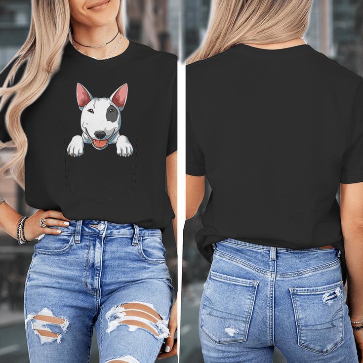 Bull Terrier Pocket Bull Terrier Peeking Out Pocket Women's T-Shirt, funny design