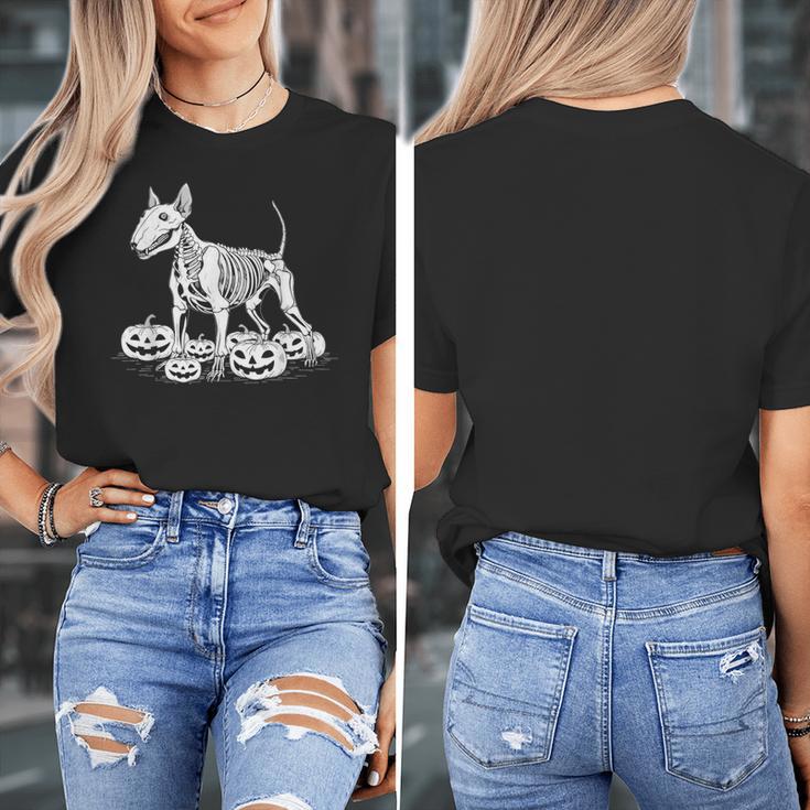 Bull Terrier Skeleton Birthday Halloween Kids Women's T-Shirt, funny design