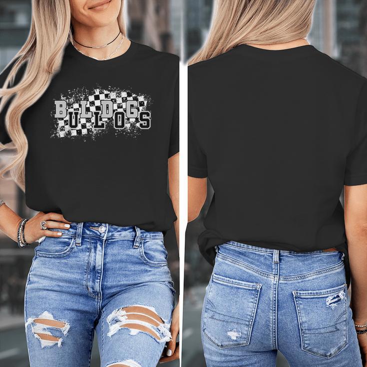 Bulldogs School Spirit Bulldog Pride Checkered Teacher Women's T-Shirt, funny design Bulldogs School Spirit Bulldog Pride Checkered Teacher Women's T-Shirt, funny design