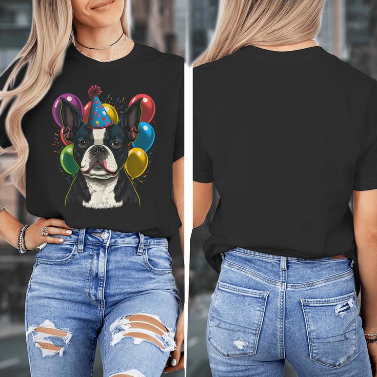 Celebration Event Birthday Party Boston Terrier Women's T-Shirt, funny design
