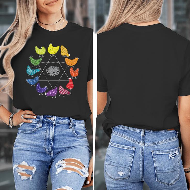 Chicken Themed Color Wheel Educational Art Teacher Artist Men Women Girls Kids Women's T-Shirt, funny design