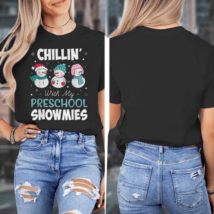 Chillin' With My Preschool Snowmies Teacher Christmas Men Women Kids Women's T-Shirt, funny design