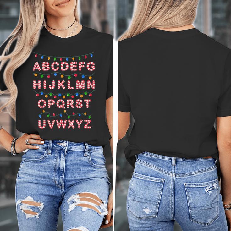 Christmas Alphabet Candy Cane Teachers Students Candy Cane For Men Women Kids Women's T-Shirt, funny design