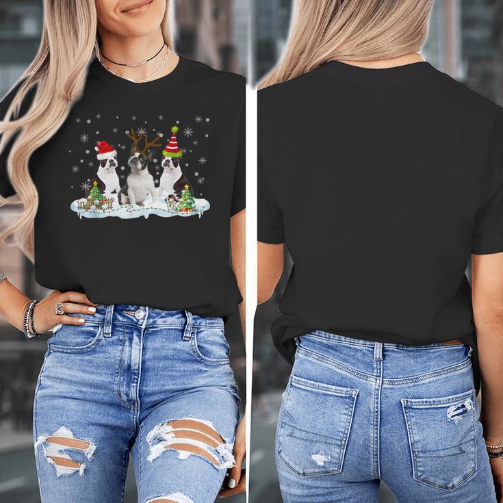 Christmas Boston Terrier Santa Dog Lover Women's T-Shirt, Boston Terrier Christmas Gifts, funny design