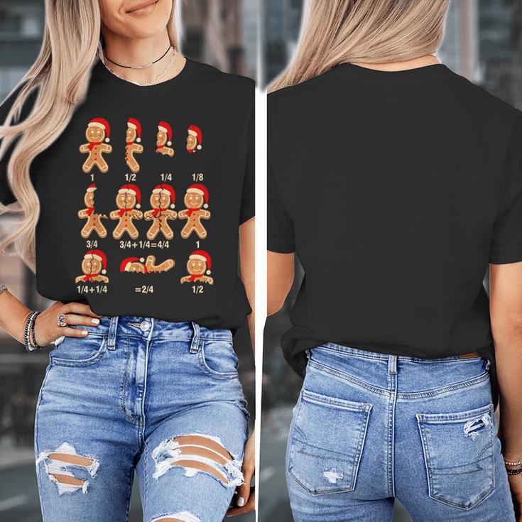 Christmas Math Teacher Equation Gingerbread With Santa Hat Men Women Women's T-Shirt, funny design