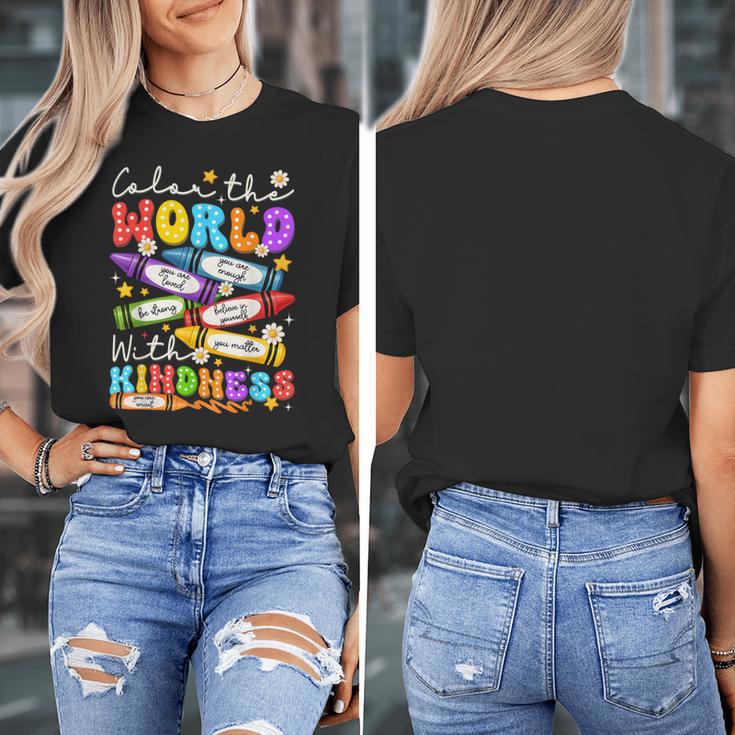Color The World With Kindness Crayon Positivity Teacher Women's T-Shirt, funny design