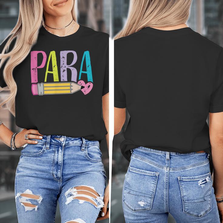 Colorful PARA Teacher Paraprofessional Cute Pencil Women's T-Shirt, funny design Colorful PARA Teacher Paraprofessional Cute Pencil Women's T-Shirt, funny design