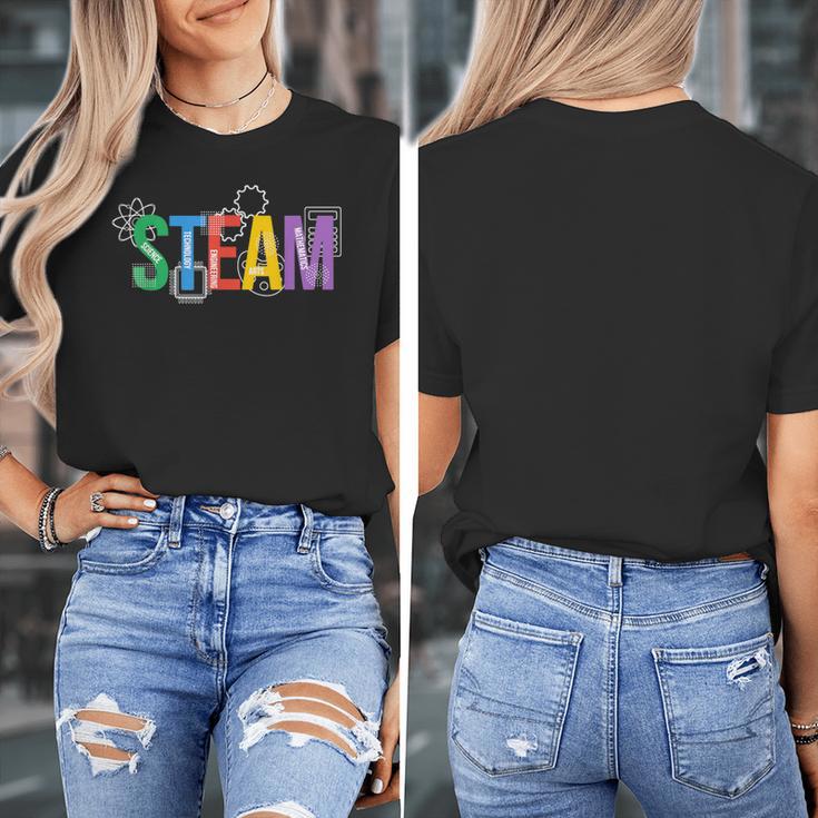 Colorful Steam Letters For Steam Program Teacher And Student Women's T-Shirt, funny design