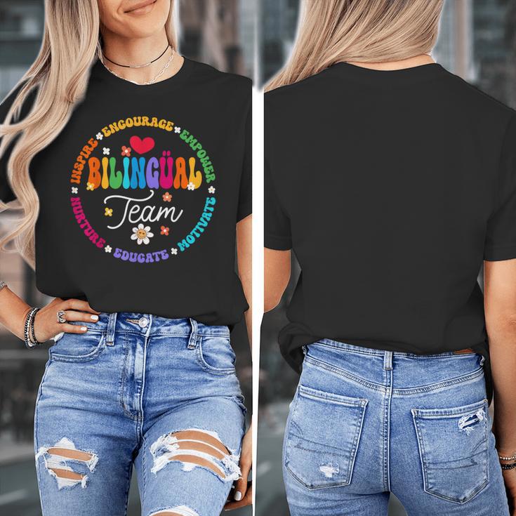 Cultivando Bilingues Dual Language Bilingual Team Teacher Women's T-Shirt, funny design