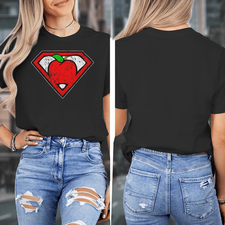 Cute Distressed Super Teacher Superhero Apple Shirt Women's T-Shirt, Super Teacher Gifts, funny design Cute Distressed Super Teacher Superhero Apple Shirt Women's T-Shirt, Super Teacher Gifts, funny design