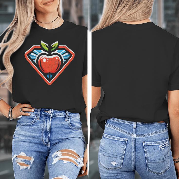 Cute Distressed Super Teacher Superhero Apple Women's T-Shirt, Super Teacher Gifts, funny design Cute Distressed Super Teacher Superhero Apple Women's T-Shirt, Super Teacher Gifts, funny design